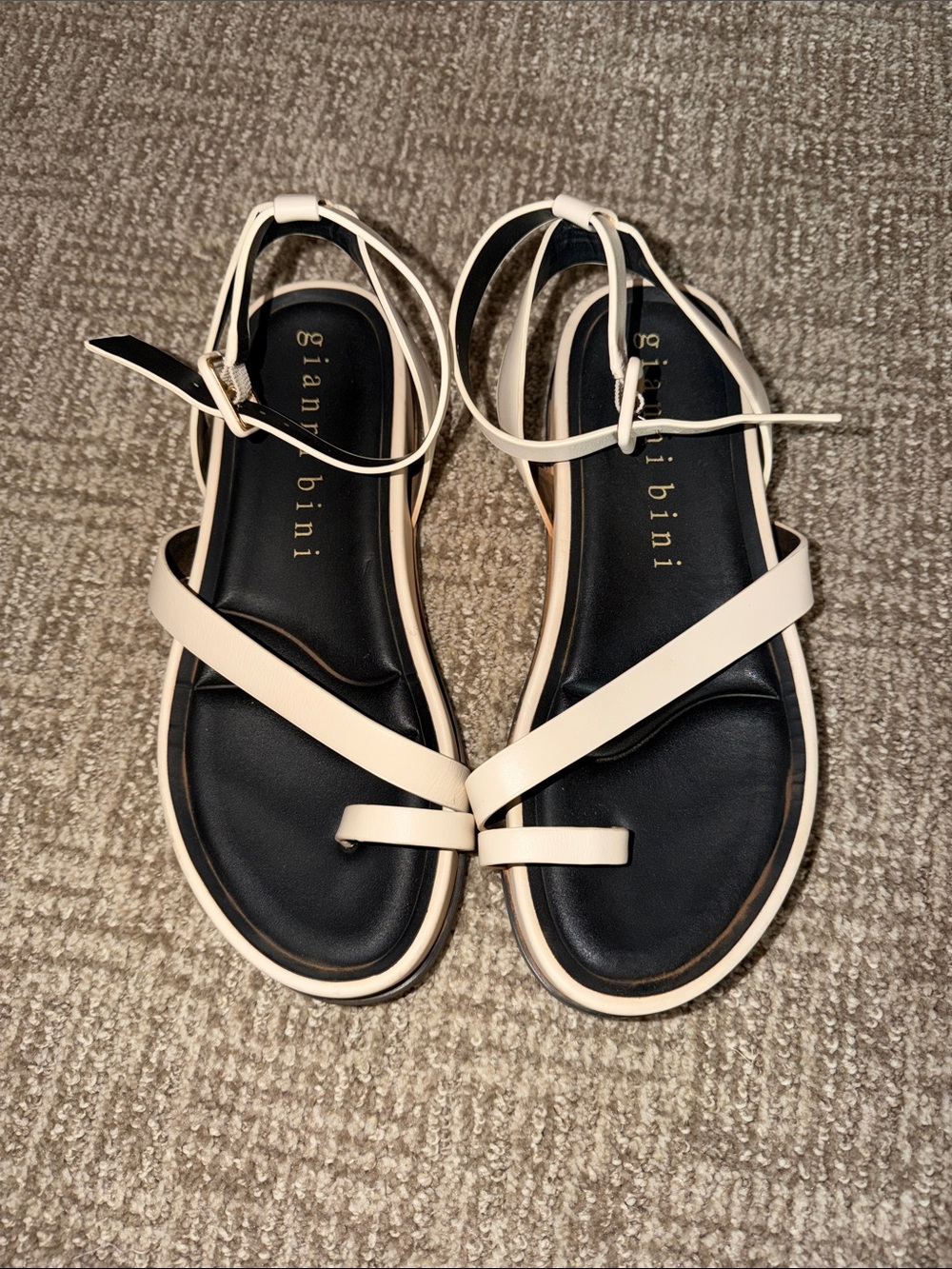 Gianni Bini Cream Strappy Flat Sandals